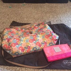 Coach floral handbag and matching wallet
